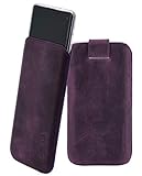 Suncase Etui Tasche kompatibel mit Samsung Galaxy S10 Plus mit ZUSÄTZLICHER Hülle/Schale/Bumper/Silikon *Lasche mit Rückzugfunktion* Handytasche Ledertasche Schutzhülle Case in antik-lila