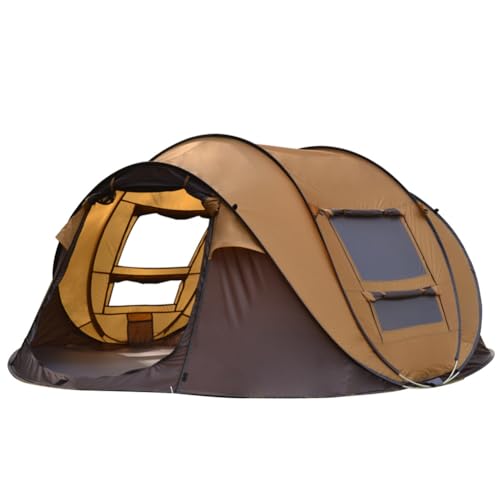 Automatisches Pop-Up-Zelt, Outdoor-Campingzelt für 3–4 Personen mit Aufhängehaken und Tragetasche, tragbarer Camping-Unterstand für Strand, Reisen, Wandern, Jagen, Angeln Brown