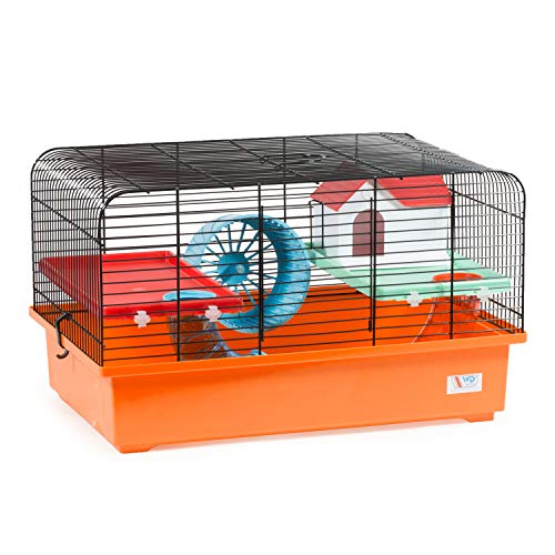 decorwelt Hamsterkäfige Orange Außenmaße 40x25x26,5 Nagerkäfig Hamster Plastik Kleintier Käfig mit Zubehör