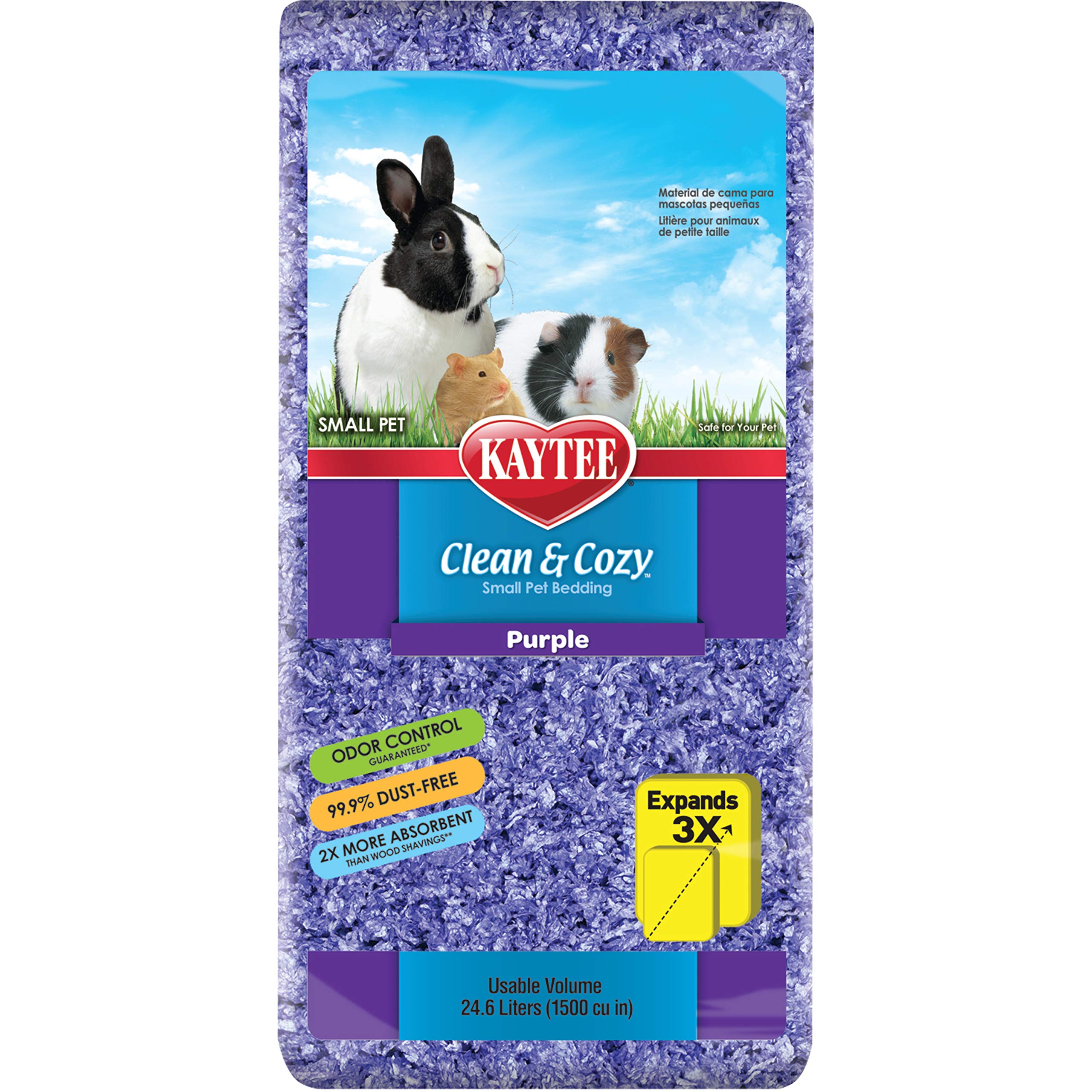 Kaytee 894658 Clean & Cozy Streu für kleine Haustiere / Nager / Hamster, 99.9 % staubfrei, Geruchskontrolle - 24.6 Liter, lila