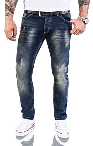 Rock Creek Designer Herren Jeans Hose Stretch Jeanshose Basic Slim Fit [RC-2117 - Blue Vintage - W38 L34]