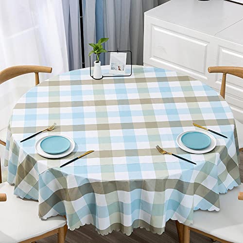 XQSSB Tischdecken Wasserabweisend Tischwäsche Anti Heißes PVC Lotuseffekt Abwaschbar Schmutzabweisend Blau Braun 200cm Durchmesser Rund