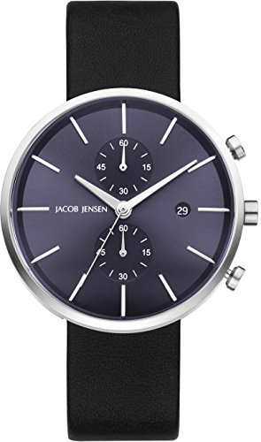 Jacob Jensen Herren Chronograph Quarz Uhr mit Leder Armband 621