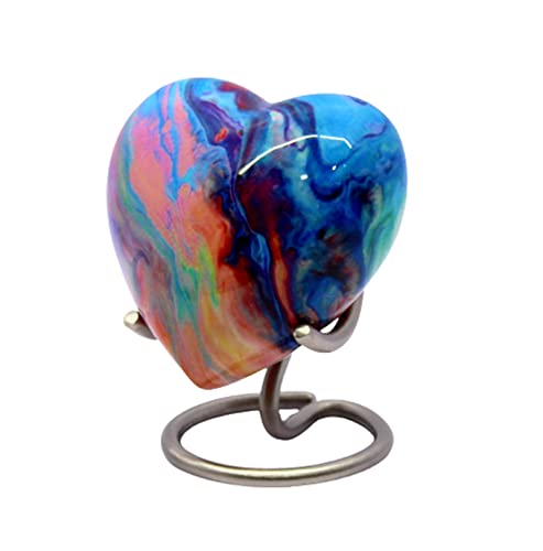 eSplanade | Mini-Herz-Urnen-Andenken, kleine Urne für Asche, Beerdigungsbehälter, Glas, Topf, Farbe: mehrfarbig, Größe: 8,1 cm