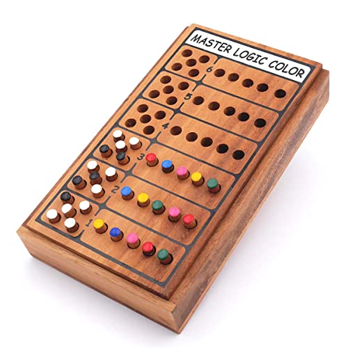 ROMBOL Superhirn - Color Finder - 6 Farben, mehr Spielspaß, 2 Personen, Holzspiel inkl. praktischem Verschlussband