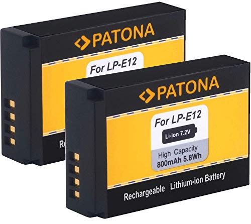 PATONA (2X) Ersatz für Akku Canon LP-E12 zu EOS M M10 M50 M100 M200 100D PowerShot SX70 HS