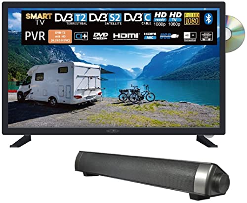 Reflexion LDDW27iSB+ | DVD-Player | LED-Fernseher | 27 Zoll | für Wohnmobile und Wohnwagen | 12V KFZ-Adapter | mit Soundbar | Full-HD Auflösung | HDMI, WLAN, Bluetooth | erschütterungsfest