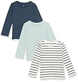 Amazon Aware Mädchen Langarm-Shirt aus Bio-Baumwolle, 3er-Pack, Marineblau, 5 Jahre
