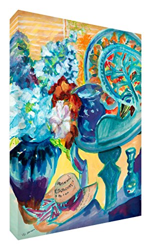 Feel Good Art Leinwand leuchtenden Farben Abstrakt gehören des Künstlers Val Johnson Blumen/Vase 91 x 60 x 4 cm, Größe XL