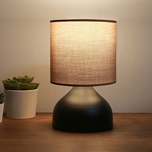 lux.pro Tischlampe Shoreham Nachttischlampe 1 x E27 Tischleuchte Braun Lampenschirm aus Stoff Lampe Metall