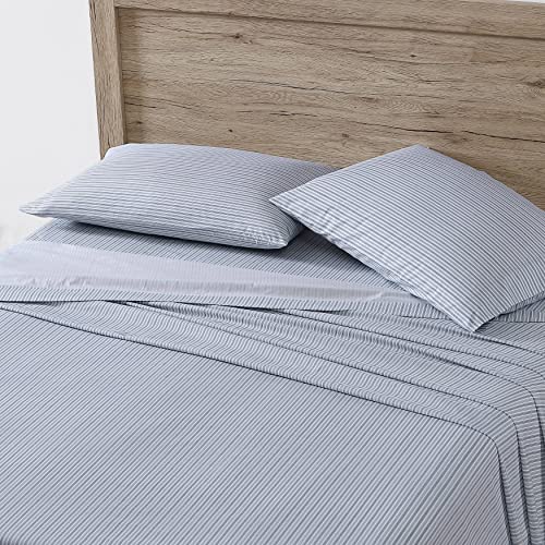 Eddie Bauer Home Sheets Bettwäsche-Set, Baumwollperkal, knackig und cool, stilvolle Wohnkultur, Twin XL, Streifen blau/weiß