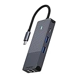 Rapoo UCM-2004 USB-C Multiport Adapter 8-in-1, 100W Power Delievery, 4k HDMI, 1 Gbps LAN, 1 USB-C und 2 USB-A 3.0 Datenports, Micro SD / SD Speicherkartenleser, kompatibel mit MacBook Pro und mehr