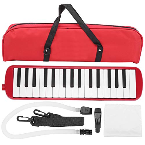 Vbest Life 32 Key Melodica Instrument Keyboard Klavierstil mit Mundstück-Röhrensets und Tragetasche für Kinder Anfänger Erwachsene Geschenk Schwarz(rot)