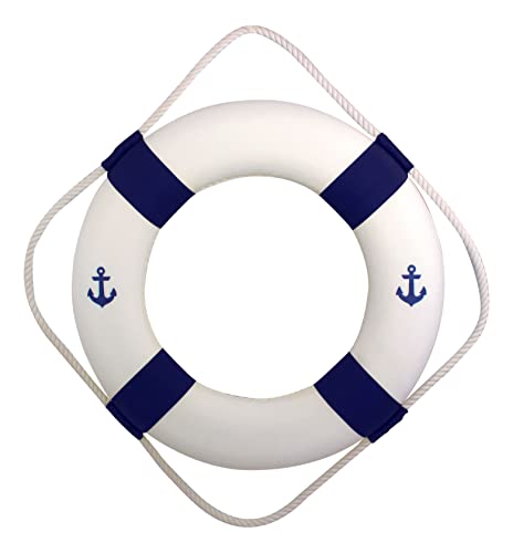 SEA-CLUB Rettungsring, Blau/Weiß mit Anker - Druck, aus Styropor mit Stoff, Ø 50 cm
