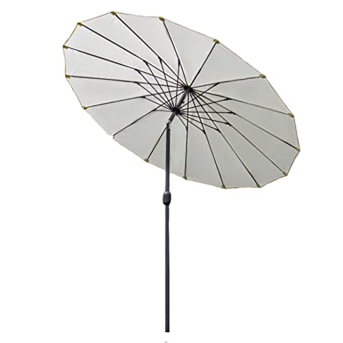 XIAOYUE Ø 250cm Rund Sonnenschirm mit Neigefunktion, Terrassenschirm mit Kurbel, Marktschirm Gartenschirm mit 16 Fiberglas Rippen, Weiß