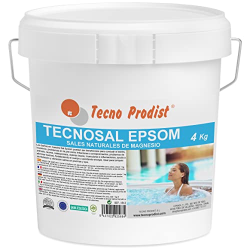 TECNOSAL EPSOM von TECNO PRODIST (4 Kg) Bittersalz, Magnesiumsulfat, Badesalz, 100 % natürliche Körperbehandlung, Flotationstherapien, Tauchbäder, Salzchlorung für Schwimmbäder
