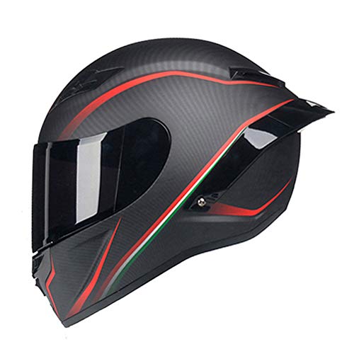 Woljay Integralhelm Helm Motorradhelm Motocross Offroad Moto Street Helme Fahrrad Helme (S, Kohlefaser Rot u Schwarz Matte)
