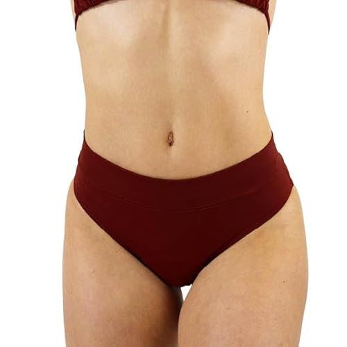 MYLILY Perioden Bikinihosen für Damen Rot | Perioden Bademode zum Schwimmen | Basic Slip Bikinihose | Period Swimwear (L)