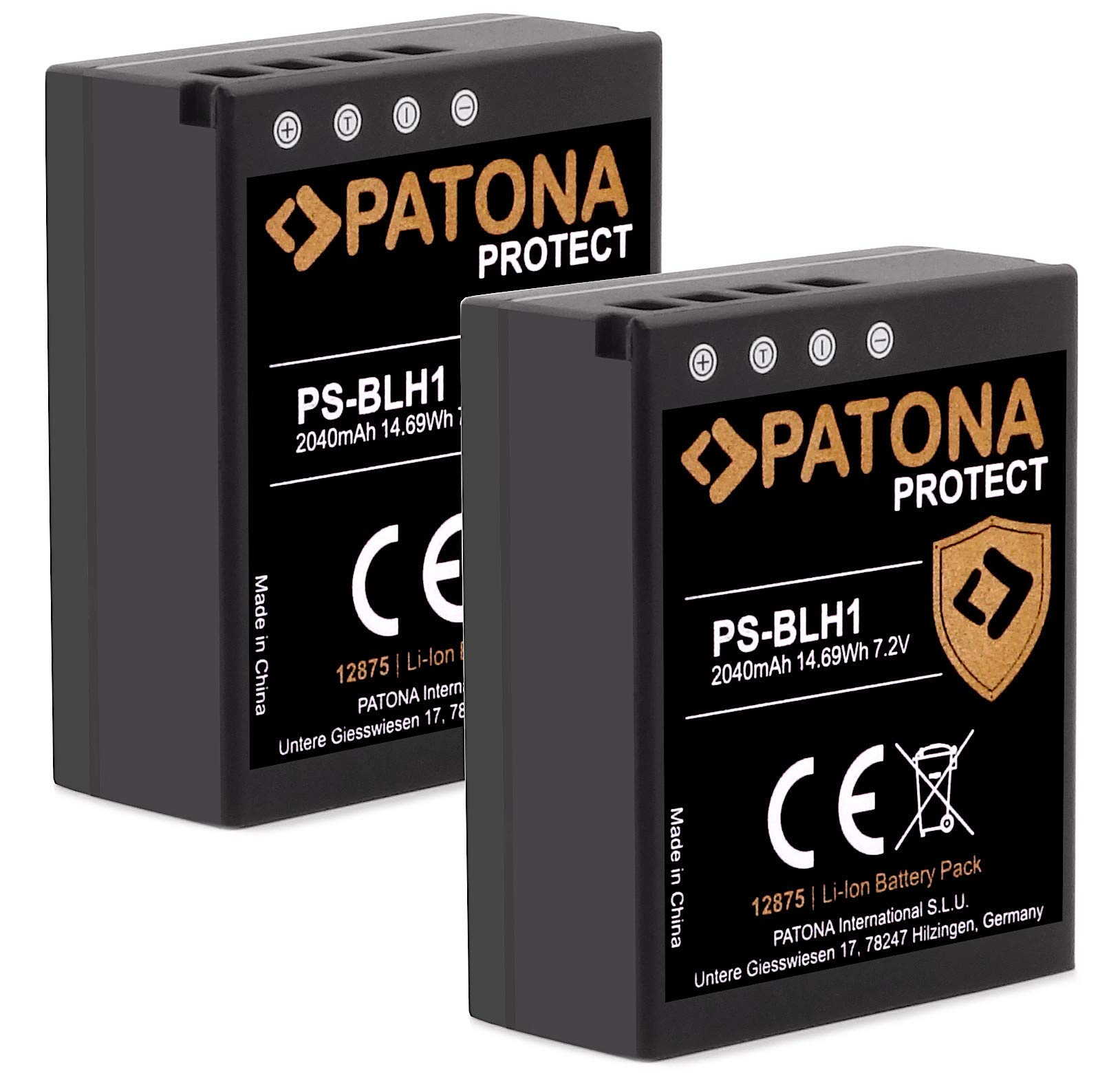 PATONA Protect BLH-1 PS-BLH-1 Akkus (2X 2040mAh) mit NTC Sensor und V1 Gehäuse - Intelligentes Akkusystem - Kompatibel mit Olympus OM-D E-M1 Mark II III und OM-D E-M1X