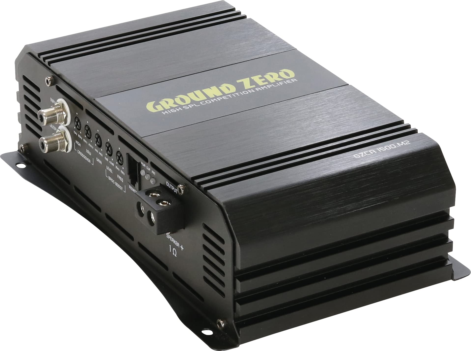 GZCA 1500.M2 1-Kanal 2-Ohm Stabiler Breitband SPL-Hochleistungsverstärker mit Class D Schaltung, integrierter Aktivweiche und Bass Boost