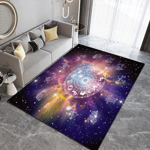 HUANYIN Astrologie Sternzeichen Spieler Bereich Teppich Wohnzimmer Kinderzimmer Home Decor Bodenmatte Anti-Rutsch-Teppich Geschenk