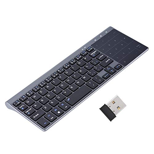 Heayzoki Drahtlose Tastatur, tragbare, ultradünne, wiederaufladbare und energiesparende Tastatur in voller Größe mit Touchpad für PC/Notebook/TV-Box