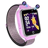 PTHTECHUS Smartwatch Kinder Telefon, 1.54'' 24 Spiele Schrittzähler MP3 Musik Kamera Taschenlampe 3-14 Jahre Junge Mädchen Uhr Geschenk