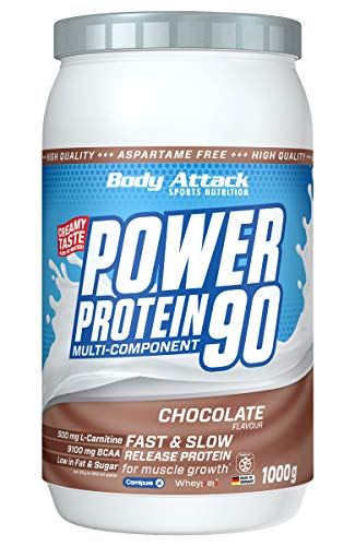 Body Attack Power Protein 90, 5K Eiweißpulver mit Whey-Protein, L-Carnitin und BCAA für Muskelaufbau und Fitness, Made in Germany (Chocolate Cream, 1 kg)