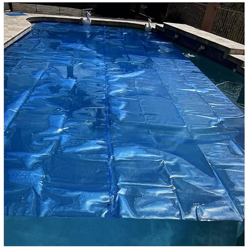 Abdeckplane Pool Solarabdeckung Wärmespeichernde Decke, Abdeckung Für ERD- Und Aufstellpools, Luftblasen-Seite Unten, 400um Dick (Color : Blue, Size : 13x22ft/396x671cm)