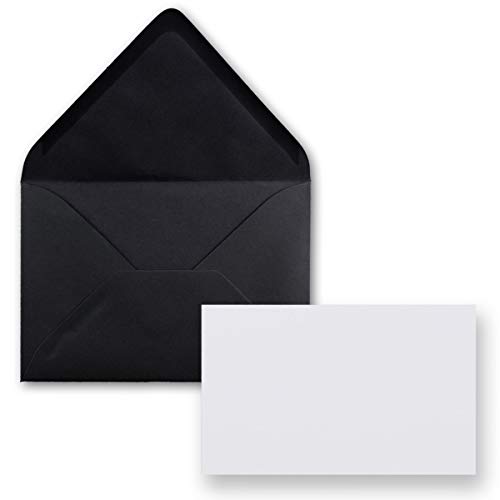FarbenFroh by GUSTAV NEUSER 300x Stück Karte mit Umschlag Set Einzel-Karten Din A8 7,1x4,5 cm Hochweiß mit Brief-Umschlägen C8 7,6x5,2 cm Schwarz Nassklebung