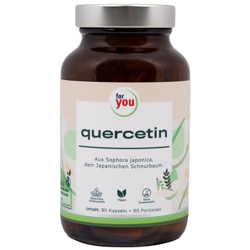quercetin | 90 Kapseln mit Quercetin und Vitamin C | Quercetin aus Sophora japonica, dem Japanischen Schnurbaum | Pro Kapsel sind 500 mg reines Quercetin