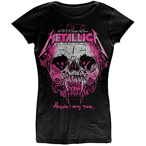 Metallica T Shirt Wherever I May Roam Band Logo offiziell Damen Skinny Fit S