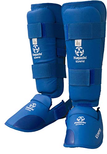 Hayashi Karate Schienbeinschutz und Spannschutz - blau, Gr. XL
