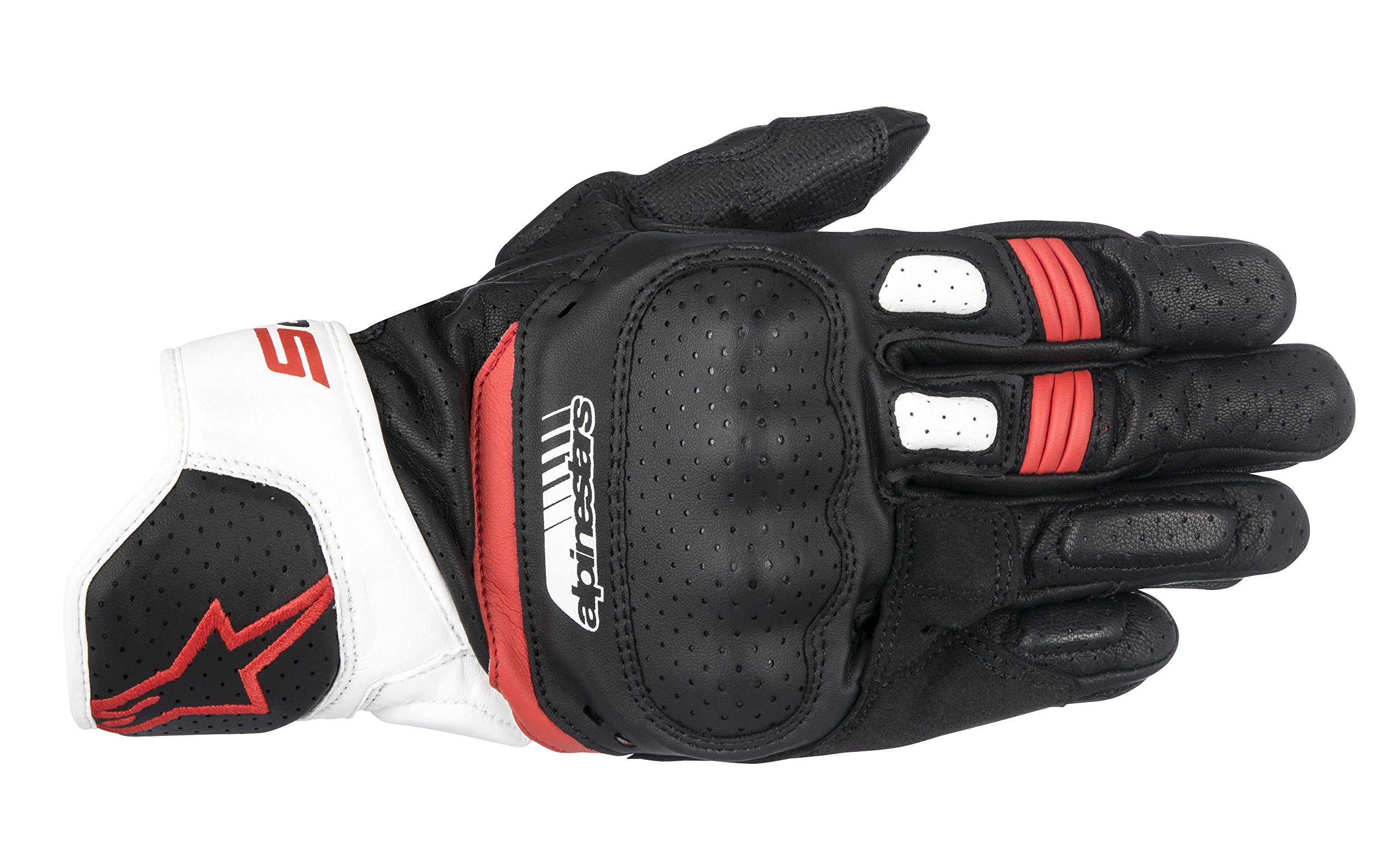 Alpinestars Handschuhe SP-5 Leder Motorrad Sporthandschuh schwarz weiÃŸ rot GröÃŸe XL / 10