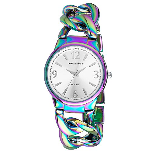 Vernier Damen-Armbanduhr, modisch, regenbogenfarben