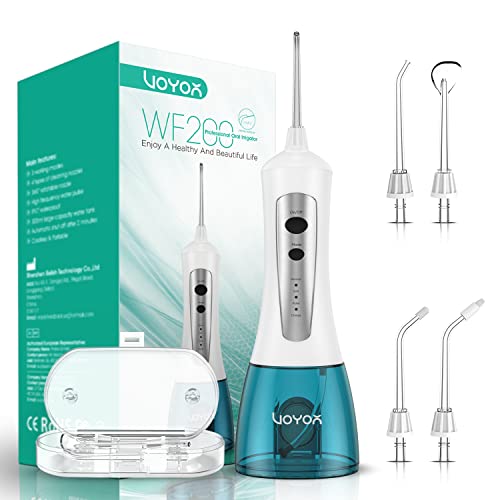 VOYOR Munddusche Elektrisch für Zahnreinigung, Wasser Flosser Zahnzwischenraumreiniger für Zahnspange Zahnfleisch Reinigen und Entfernen Bakterien, Professional IPX7 Wasserdichter WF200, Blau