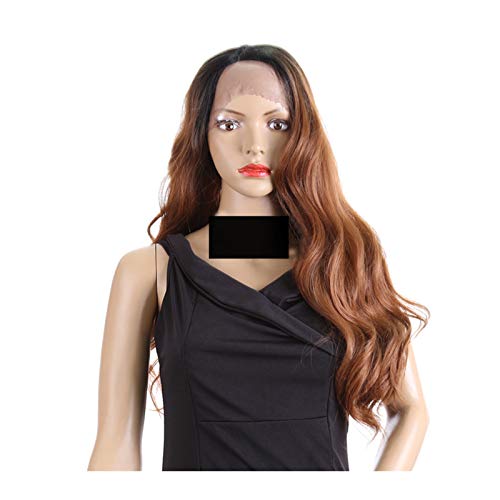 360 Front Lace Handgewebte Lange Lockige Haare Big Wave Synthetische Perücke für Frauen (bright brown)