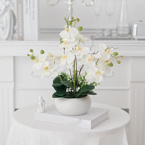 UruMax Kunstpflanze Orchideen Künstliche Deko Blumen Kunstblumen Wie Echt Mit Real-Touch Blüten Im Keramiktopf Tischdeko Fensterbank Deko (Color : 8)