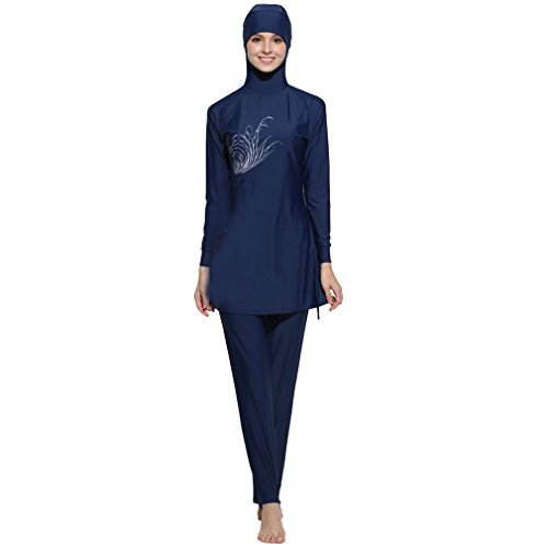 ziyimaoyi S-6XL Damen Muslimische Bademode Muslimh islamischer Badeanzug Schwimmen Surf Wear Sport Kleidung, blau, S