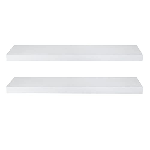 eSituro Wandregal, schwebendes weißes Regale für Wandmontage, 2er-Set Schweberegal Hängeregal Wandbrett im Wohnzimmer Schlafzimmer Küche Badezimmer, 40x3,8x22,9 cm