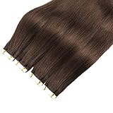 Klebeband in menschlicher Haarverlängerung, Remy Brown Straight Haar Nahtlose Haut Schuss Unsichtbare doppelseitige Band Haarverlängerung 4# Für Frauen,4 packages,18''/45cm