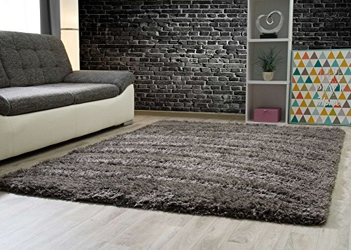 Hochflor Langflor Teppich Pindos in Anthrazit, Flauschig, Ökotex Zertifiziert, Wohnzimmer, Größe: 80x150 cm