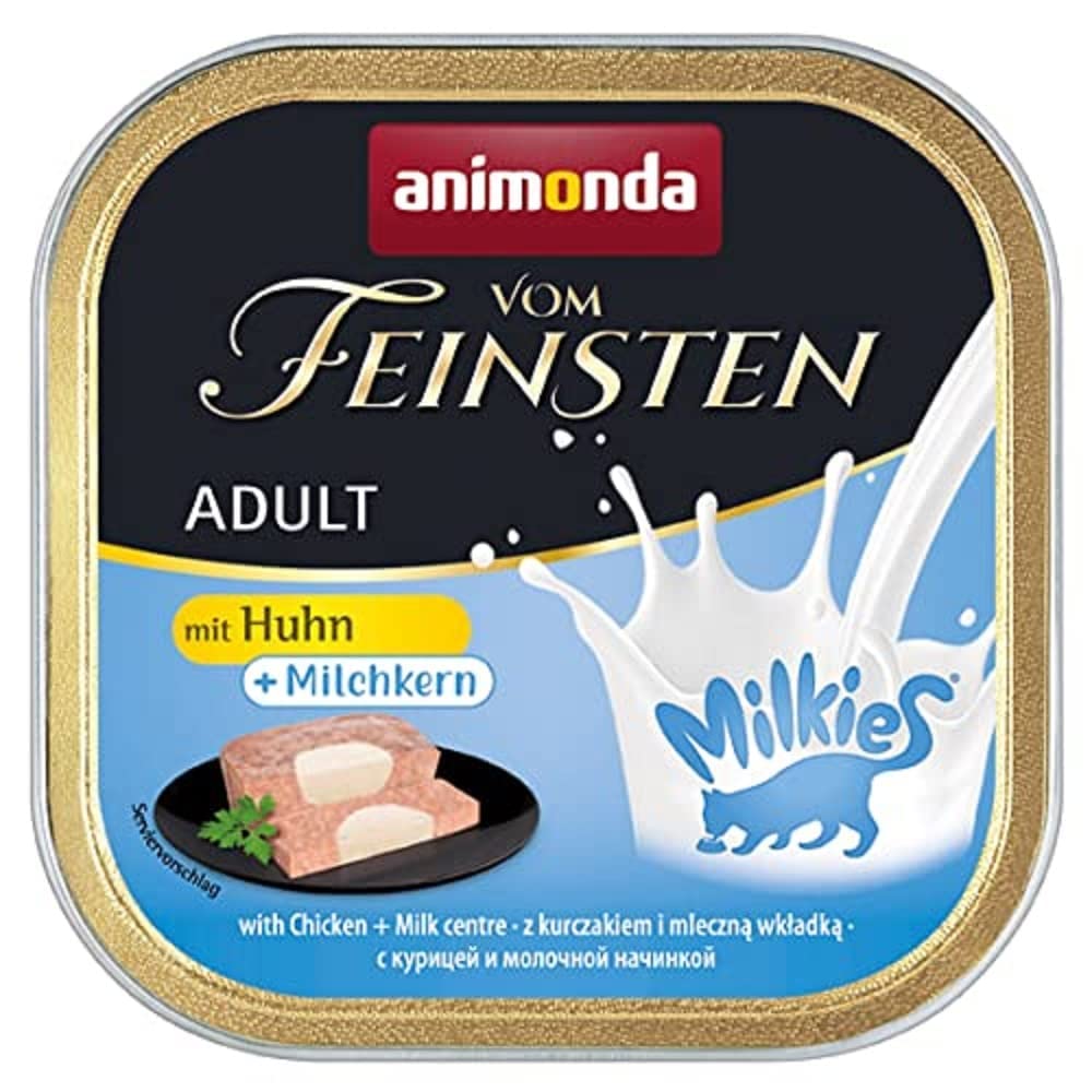 animonda Vom Feinsten Adult Katzenfutter, Nassfutter für ausgewachsene Katzen, mit Huhn + Milchkern, 32 x 100 g