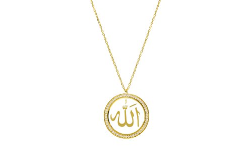 Remi Bijou Halskette 925 Sterling Silber Allah Symbol Islam Muslim, ColorName:Gold