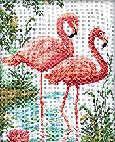RTO Flamingo Kreuzstichset, Baumwolle, Mehrfarbig, 26x31 cm