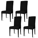 SONUG 4er Set Stuhlhusse, Wasserdicht Stuhl Husse Elastische, Moderne Stuhl Schutzhülle Abnehmbare, Bi-Elastic Spannbezug für Schwingstühle Und Esszimmerstühle(Schwarz)