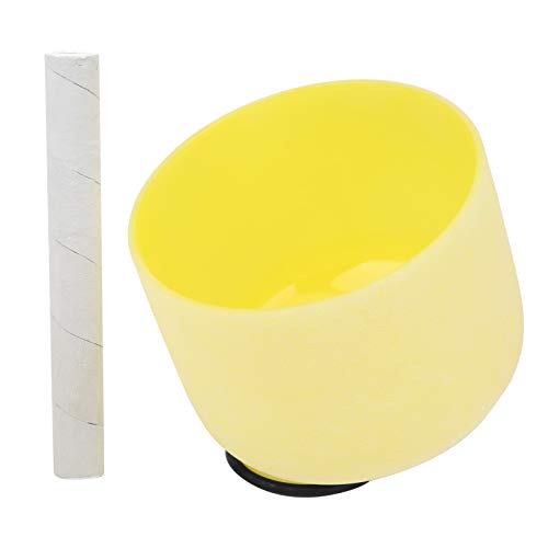 Klangschale, 99,99% Quarz Kristall Frosted Klangschale Meditation Musikinstrument Schüssel 3 verschiedene Farben erhältlich(yellow)