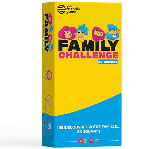 Family Challenge – Gesellschaftsspiele für Familie – lustige Fragen und Herausforderungen für Kinder und Erwachsene – Kartenspiel ab 8 Jahren by Osmooz