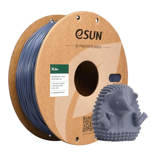 eSUN PLA+ Filament 1.75mm, 3D Drucker Filament PLA Plus, Maßgenauigkeit +/- 0.03mm, 1kg Spule (2.2 LBS) 3D Druck Filament für 3D Drucker, Grau