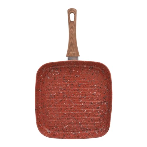 Livington Copper & Stone Pan 28 cm Grillpfanne | eckig | Antihaftbeschichtung und kratzfest | Granitoptik | innere Steinbeschichtung für perfekte Hitzeverteilung | geeignet für alle Herdarten